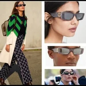 GUCCI UNISEX RECTANGULAR GREY & MOTHER OF PEARL WITH MIRROR LENSES SUNGLASSES Gucci | Accessories | Gucci Unisex Rectangular Grey Mother  main image 4